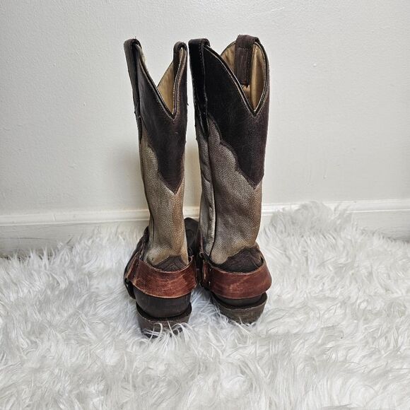 Stetson Ladies Jade Washed Wing Brown and Gray Boots Size 6.5 Chunky - Picture 5 of 9